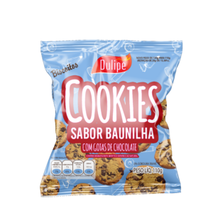 COOKIES SABOR BAUNILHA COM GOSTAS DE CHOCOLATE 110g